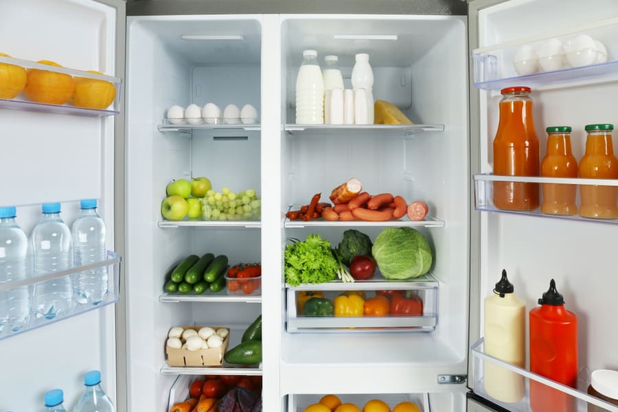 Refrigerator Full Of Different Fresh Products