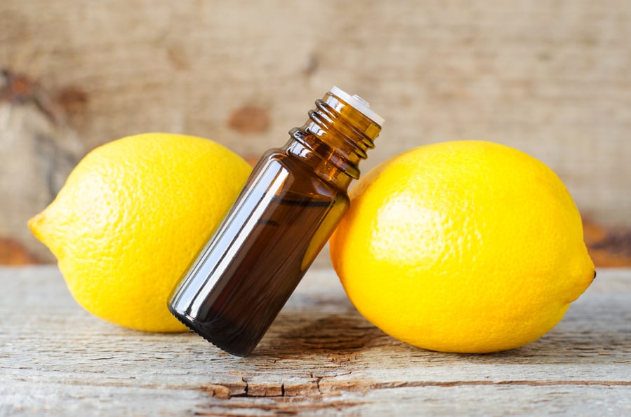 Small Bottle With Essential Lemon Oil
