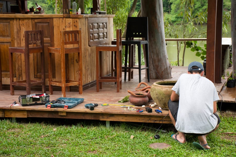 Technician Man People Repairing And Maintenance Furniture