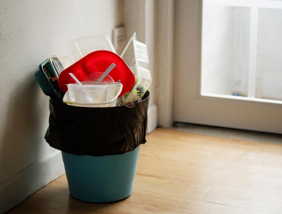 Disposable Plastic Food Containers In The Trash