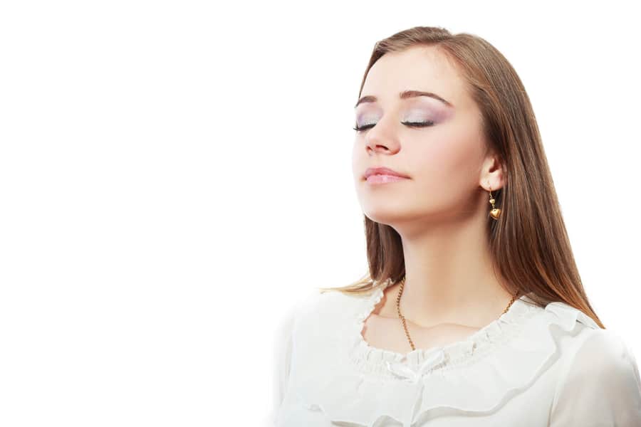 Woman Breathing Fresh Air Of Feel Good Smell