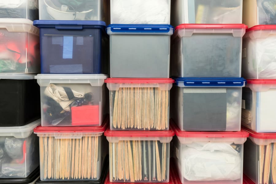 Arranged Plastic Totes