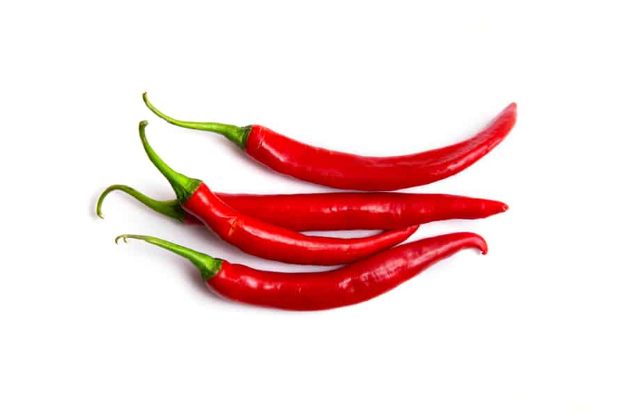Chili Spur Pepper (Cayenne Pepper, Long Fed Pepper, Spur Pepper) On White Background