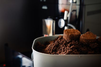 Used Coffee Grounds From Espresso Machine.